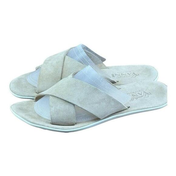 FRATELLI VANNI Slide Sandals Men  size 8.5-9 suede  beige main image 7